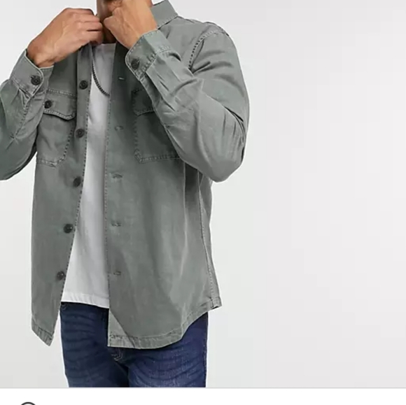 💥5/$25 Abercrombie & Fitch Military Two Pocket Overshirt In Khaki - Picture 7 of 13